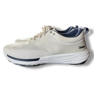 OluKai Mākena WP Performance Golf Shoes White Sand Navy US Size 12